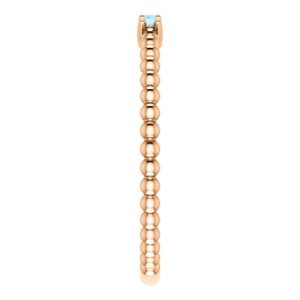 Aquamarine Beaded Ring, 14k Rose Gold, Size 6