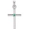 Platinum Emerald Inset Cross Pendant (19.2x9MM)