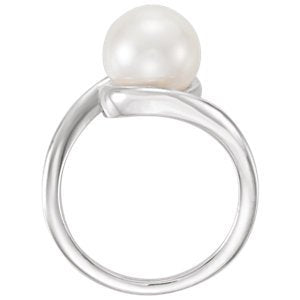 White Freshwater Cultured Pearl Bypass Ring, 14k White Gold (9.5-10.00mm) Size 7