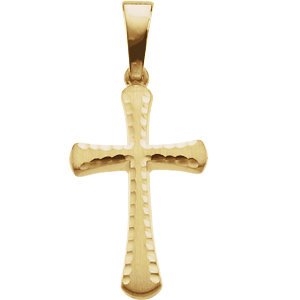 Rounded Edge Cross 14k Yellow Gold Pendant (18x13.7 MM)