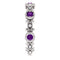 Amethyst and Diamond Vintage-Style Ring, Rhodium-Plated 14k White Gold, Size 6.5