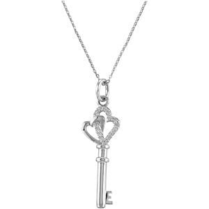 Sterling Silver Friendship Key of Love Pendant Necklace 18"