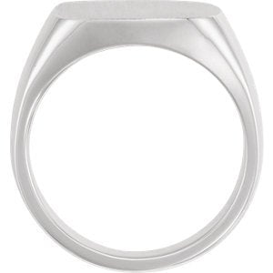 Men's Closed Back Signet Ring, Rhodium-Plated 14k White Gold (16mm)