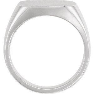 Men's Closed Back Square Signet Ring, 18k White Gold (16mm)
