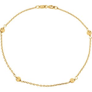 Girl's Gold Bead Station 14k Yellow Gold Bracelet, 6"