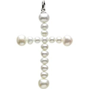 Freshwater Cultured Pearl Cross 14k White Gold Pendant
