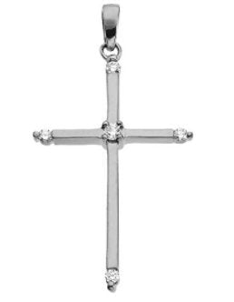 Diamond Petite Cross 14k White Gold Pendant (.1 Ctw, G-H Color, SI1 Clarity)