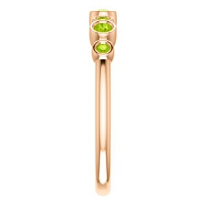 Peridot 7-Stone 3.25mm Ring, 14k Rose Gold