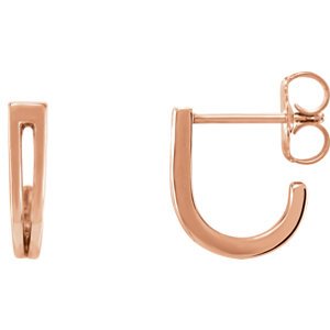 Geometric J-Hoop Earrings, 14k Rose Gold