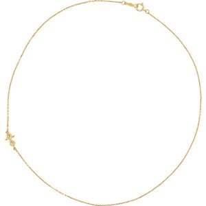 Infinity Sideways Cross 14k Yellow Gold Necklace, 16" and 18"