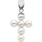 White Freshwater Cultured Pearl Cross 14k White Gold Pendant (4.5-5.0 MM)