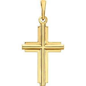 Inlay Cross 14k Yellow Gold Pendant (25.10X12.50 MM)