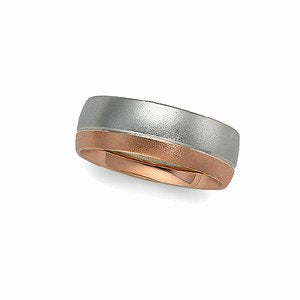 7mm 14k White and Rose Gold Sand Finish Band, Size 7