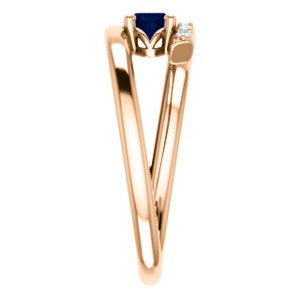 Blue Sapphire and Diamond Bypass Ring, 14k Rose Gold (.125 Ctw, G-H Color, I1 Clarity)