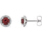 Mozambique Garnet and Diamond Halo-Style Earrings, Rhodium-Plated 14k White Gold (5 MM) (.16 Ctw, G-H Color, I1 Clarity)