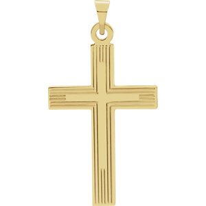 Cross with Embossed Cross Inside the Cross 14k Yellow Gold Pendant