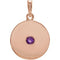 Round Amethyst Disc Pendant, 14k Rose Gold