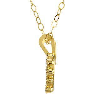 Childrens 14k Yellow Gold Diamond CZ Open Heart Pendant Necklace, 15"