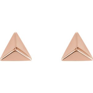 Petite Pyramid Stud Earrings, 14k Rose Gold