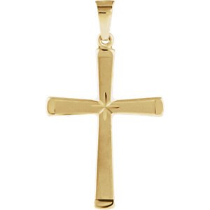 Engraved Hollow Cross 14k Yellow Gold Pendant