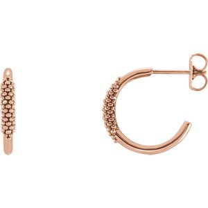 Diamond Freeform J-Hoop Earrings, 14k Rose Gold (.1 Ctw, G-H Color, I1 Clarity )