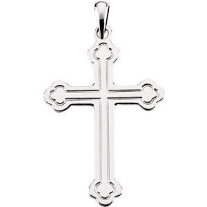 Men's Large Budded Cross Sterling Silver Pendant