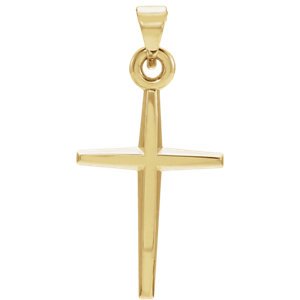 Tapered Cross 18k Yellow Gold Pendant (23.38X11.75MM)