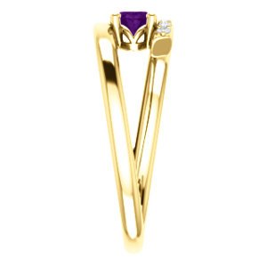 Amethyst and Diamond Bypass Ring, 14k Yellow Gold (.125 Ctw, G-H Color, I1 Clarity)