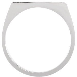 Men's 10k X1 White Gold Brushed Signet Pinky Ring (9x15mm) Size 7.5