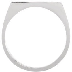Women's Brushed Signet Ring, Rhodium-Plated 10k White Gold (9x15mm)
