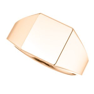 Men's Closed Back Rectangle Signet Ring, 18k Rose Gold (11X10mm)