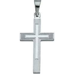 Childrens Sterling Silver Cross Pendant with Embossed Cross inside the Cross