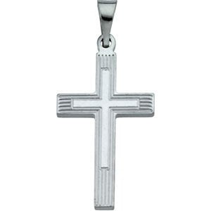 Childrens Sterling Silver Cross Pendant with Embossed Cross inside the Cross