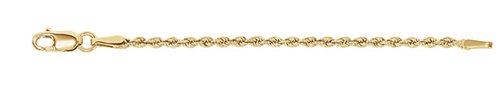 14k Yellow Gold 1.85mm Rope Extender Safety Chain, 2.25"