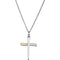 Nail Cross Rhodium Plated Sterling Silver and Yellow Gold Plate Necklace, 24"