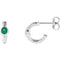 Emerald J-Hoop Earrings, Rhodium-Plated 14k White Gold