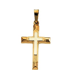 Triple Cross 14k Yellow Gold and White Gold Pendant