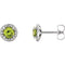 Peridot and Diamond Halo-Style Earrings, 14k White Gold (3.5MM) (.125 Ctw, G-H Color, I1 Clarity)