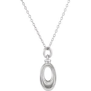 Oval Cut-Out Ash Holder Necklace, Rhodium Plate Sterling Silver, 18"