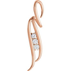 3-Stone Diamond Pendant , 14k Rose Gold (0.33 Ctw, G-H Color, I1 Clarity)