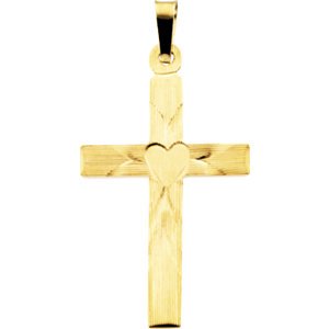 Heart Cross 14k Yellow Gold Pendant