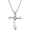 Diamond Wavy Cross Rhodium-Plated Sterling Silver Necklace, 18" (.3 Ctw, H+ Color, I2 Clarity)