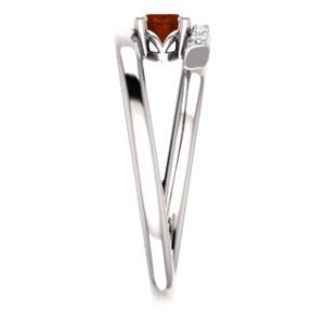 Platinum Mozambique Garnet and Diamond Bypass Ring (.125 Ctw, G-H Color, S12-S13 Clarity)