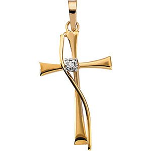 Diamond Cross 14k Yellow Gold Pendant