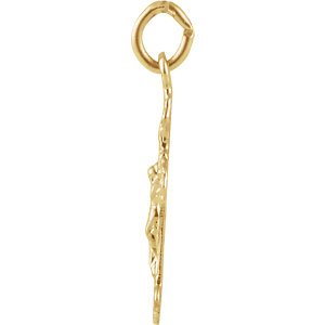 Child's Fleur-de-Lis Crucifix 14k Yellow Gold Pendant (14X9MM)