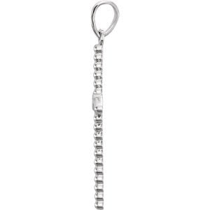 Diamond Beaded Cross Rhodium-Plated 14k White Gold Pendant (.02 Ct, G-H Color, I1 Clarity)