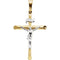 Two-Tone Beveled Crucifix 14k Yellow and White Gold Pendant (26X19MM)