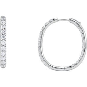 Diamond Inside-Outside Hoop Earrings, Rhodium-Plated 18k White Gold (3 Ctw, Color G-H, Clarity SI1)