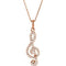 Petite Diamond Treble Clef 14k Rose Gold Pendant Necklace, 16" (.25 Cttw)