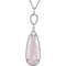 Rose Quartz Pear and Diamond Halo Sterling Silver Necklace, 18"